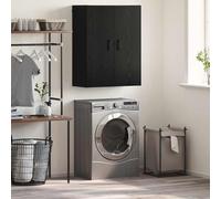 Wall Cabinet Black Oak 69.5x34x90cm Engineered Wood 2-Door Wall-Mounted Storage