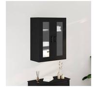 Wall Cabinet Black Oak 69.5x34x90cm Engineered Wood & Glass 2-Door Wall-Mounted