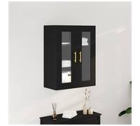 Wall Cabinet Black Oak 69.5x34x90cm Engineered Wood Glass Doors Gold Handles XL
