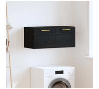 Wall Cabinet Black Oak 80 x 36.5 x 35 cm Engineered Wood with Gold Handles Slim