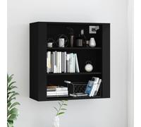 Wall Cabinet Black Oak 80x33x80 cm Engineered Wood 3-Shelf Modern Storage sleek