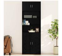 Wall Cabinet Black Oak 80x42.5x40cm Engineered Wood 2-Door Compact Shelf Storage