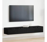 Wall Cabinet Black Oak Engineered Wood 68x30x20cm 2pc Drawer Slim Wall Mount Set