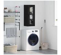 Wall Cabinet Black Oak Engineered Wood & Glass 34.5x34x90cm Wall Mounted Storage