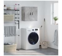 Wall Cabinet Concrete-Grey 60x31x60cm Engineered Woodgrain 2-Shelf Wall-Mounted