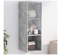 Wall cabinet concrete grey engineered wood 35x37x100 cm 3-shelf glass door slim