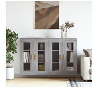 Wall cabinet Grey Sonoma 69.5 x 34 x 90 cm Engineered wood 4-door glass modern.