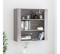 Wall Cabinet Grey Sonoma 80x33x80 cm Engineered Wood 3-Shelf Modern Wall-Mounted