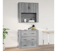 Wall Cabinet Grey Sonoma 80x33x80 cm Engineered Wood Hanging Storage SlimWallXL