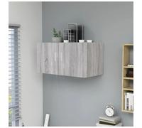 Wall Cabinet Grey Sonoma 80x39x40 cm Engineered Wood 2-Door Floating Shelf Unit