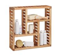 Wall cabinet Hanging Cupboard 5-Shelf Organizer Natural Walnut Storage Cabinet