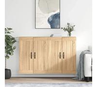 Wall Cabinet Hanging Storage Cabinet Wall Cupboard 2PC Engineered Wood vidaXL