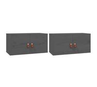 vidaXL Wall Cabinet 2 pcs Wax Brown 60 x 30 x 30 cm Solid Pine Wood