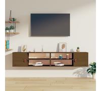 Wall Cabinet Honey Brown 80x30x30cm Solid Pine Wood 4-Compartment Door