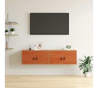vidaXL Wall Cabinet 2 pcs Wax Brown 60 x 30 x 30 cm Solid Pine Wood