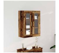 Wall Cabinet Old Wood 69.5x34x90cm Engineered Wood Glass 2-Door Gold Handles Pro
