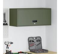 Wall Cabinet Olive Green Powder-Coated Steel 80x33x35cm Lockable for Garage