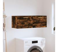 Wall Cabinet Smoked Oak 100x36.5x35cm Engineered Wood Floating Storage 2 Shelves