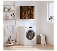 Wall Cabinet Smoked Oak 60x31x60 cm Engineered Wood Gold Handle Modern Slimline