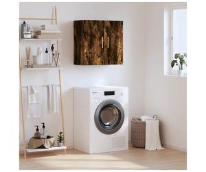 Wall Cabinet Smoked Oak 60x31x60 cm Engineered Wood Gold Handle Modern Slimline