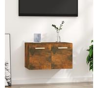Wall Cabinet Smoked Oak 60x36.5x35cm Engineered Wood Floating Shelf Unit 2-Comp