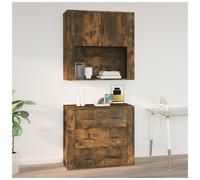Wall Cabinet Smoked Oak 80x33x80 cm Engineered Wood 2-Door Wall-Mounted Storage