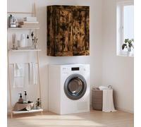 Wall Cabinet Smoked Oak Engineered Wood 69.5x34x90cm 3-Compartment Gold Handles