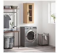 Wall Cabinet Sonoma Oak 34.5x34x90 cm. Engineered Wood Modern with 1 Glass Door