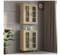 Wall Cabinet Sonoma Oak 69.5x34x90cm Engineered Wood Hanging 2-Door Storage Unit
