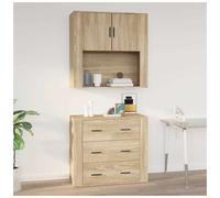 Wall Cabinet Sonoma Oak 80x33x80 cm Modern XL Engineered Wood 2 Doors 2 Shelves