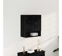 Wall Cabinet Storage 60 x 30 x 70 cm Black Oak Engineered Wood 2 Shelves
