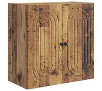 Wall Cabinet Vintage Old Wood 59x31x60cm Engineered Wood WallMounted 2Door Metal