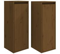 (honey brown, 2) vidaXL 1/2x Solid Wood Pine Wall Cabinet Shelf Hanging Wall Unit Multi Colours