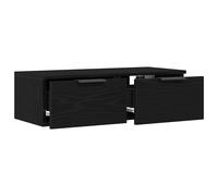 Vidaxl Black Oak Wood 67.9 X 30.3 X 20 Cm Storage Wall Cabinet, Black