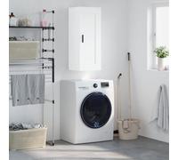 Wall Cabinet White 34.5x34x90 cm Engineered Wood Single Door Modern w/ Shelves