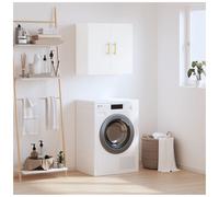 Wall Cabinet White 60x31x60 cm Engineered Wood Gold Bar Handle Modern SpaceSaver