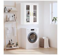 Wall Cabinet White 69.5x34x90cm Engineered Wood Glass 2 Door Floating Display XL