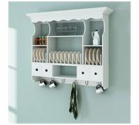 Wall Cabinet White MDF & Pine Wood with Iron Hooks 90.5x22.5x70.3 cm Rustic 4DR