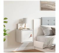 Wall Cabinet White Solid Pine Wood 31.5x30x30 cm Floating Storage Rustic Knotty