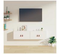 Wall Cabinet White Solid Pine Wood 60x30x30 cm Modern Wall-Mounted 2 Door Shelf