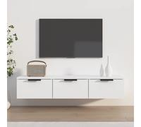 (White) vidaXL Wall Cabinet Floating TV Unit Media Cabinet Storage Engineered Wood