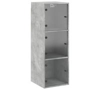 Wall cabinet Artisan oak 35x37x102cm Engineered wood 3-shelf Glass door mounts .