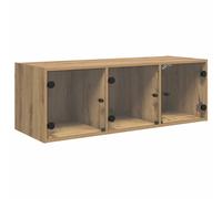 vidaXL 3 Glass Door Artisan Oak Wall Cabinet - Size: 35 x 102 x 37cm - Brown - Wilko