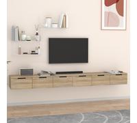 Wall Cabinets 2 pcs Home Storage Floating Shelf with Drawers Kitchen Wall Unit