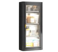 Wall Cabinets Bathroom 2/3/4 Layer Storage Rack Kitchen Spice Bottle Storage Cabinet Small Apartment Corner Bathroom Cabinet Wall Mounted Medicine Cabinet (Color : Black, Size : 4 layer)