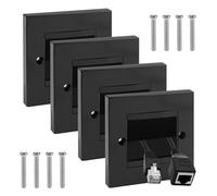 Wall Cable Cover, 4Pcs Black Brush Plate Wall Mounted Cable Faceplate Single Gang Brushes Wall Plate Outlet HDMI Wall Plate Cover Cable Brush Plates for Clean Cable Management Solution