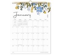 Wall Calendar 2025, Cabbrix 18 Monthly Calendar from January 2025 to June 2026, 14-1/2"x11-2/5", Hanging Hook, Twin-Wire Binding, Floral Design Calendar for Easy Organizing
