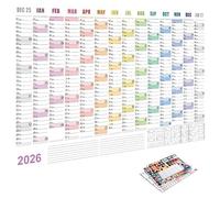Wall Calendar 2026 - 29 x 20 Inch Notebook | 80g Wall Decor Planner, with Lace Labels and Stickers, Monthly Weekly Planner, Mental Learning, School Assignment, House Cleaning, Exercise, Workout