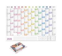 Wall Calendar 2026 - 74 x 52.5 cm Creative Monthly Planner | Simple Holiday Paper Organizer - Study, Work, Marked Events Home, Office & Classroom