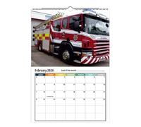 Wall Calendar 2026 | Fire Truck Calendar 12 Month for Workplace | Modern Spiral Binding Schedule Planner Decoration for Apartment Family School Dormitory Living Room Bedroom Classroom